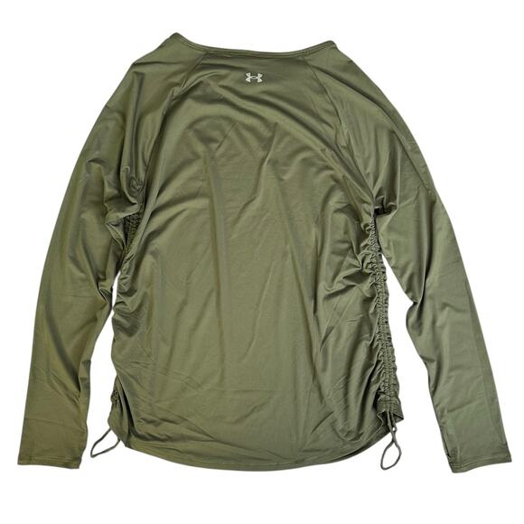 Under Armour Motion Longline Cinch Side Tie Top Army Green Medium New - Picture 2 of 4